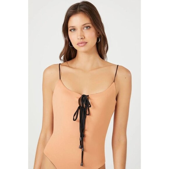 NWT FOREVER 21 Contour Reversible Bodysuit Size S Color Black /Toasted Almond - Picture 7 of 10
